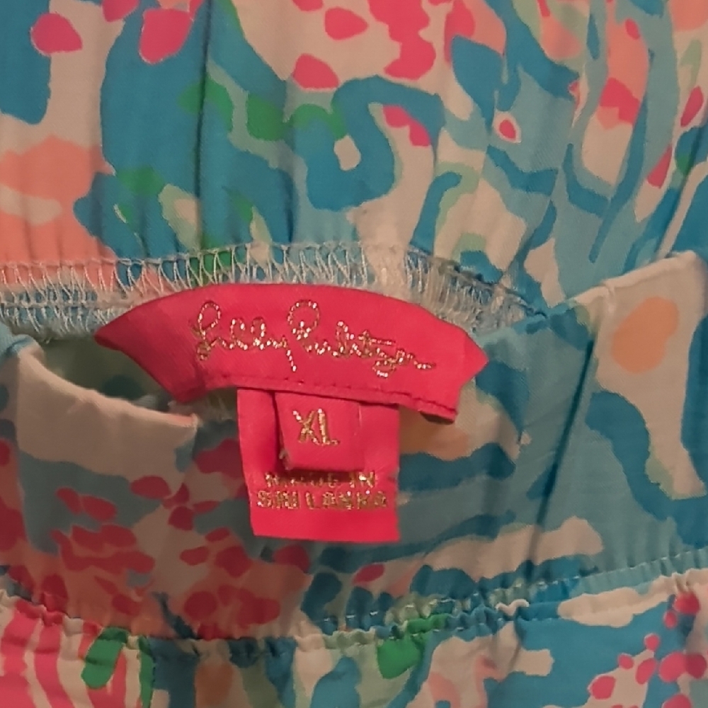 Lilly Pulitzer Coral Print Pants - Blue, Pink, Green - Picture 2 of 3